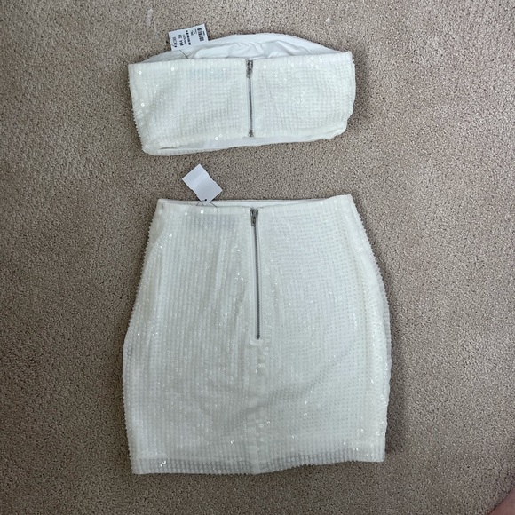 NWT beaded white co ord set mini skirt & tube top - Picture 6 of 8
